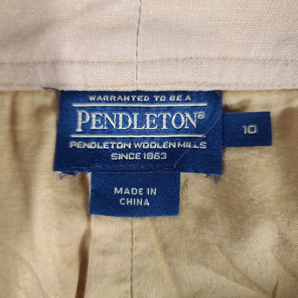 Pendleton Mustard Brown Double Button Linen Blend Skirt Size 10 - Picture 4 of 5